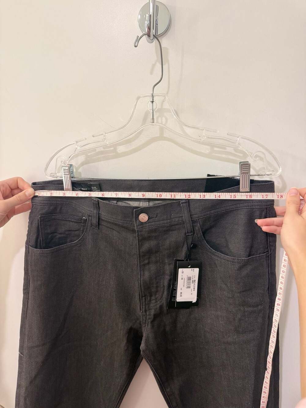 Armani Exchange A|X Relaxed Straight Leg 5-Pocket Jeans, Black - Picture 6 of 10